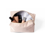 Beauty case resistente in nylon e poliestere a scomparto unico color beige seconda vista