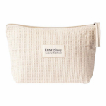 Necessaire in cotone con etichetta abbinata per marcatura 310 g/m² color bianco terza vista