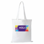 Borsa in poliestere con manici lunghi e resistenza di 10 kg 300 g/m² color bianco quarta vista
