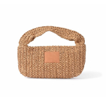 Borsa piccola in carta e poliestere con etichetta per marcatura color marrone