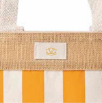 Borsa in cotone riciclato e iuta con design a quadretti 220 g/m² color arancione terza vista