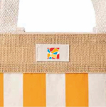 Borsa in cotone riciclato e iuta con design a quadretti 220 g/m² color arancione quarta vista