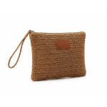 Borsa necessaire in carta e poliestere con etichetta per la personalizzazione color marrone seconda vista