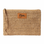 Borsa necessaire in carta e poliestere con etichetta per la personalizzazione color marrone terza vista