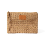 Borsa necessaire in carta e poliestere con etichetta per la personalizzazione color marrone