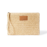 Borsa necessaire in carta e poliestere con etichetta per la personalizzazione color naturale