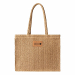 Borsa in carta e poliestere con manici lunghi ed etichetta per marcatura color marrone seconda vista