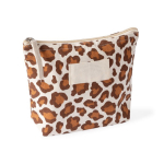 Necessaire in cotone riciclato con design animalier 200 g/m² color marrone prima vista