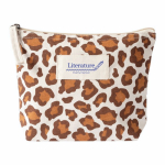 Necessaire in cotone riciclato con design animalier 200 g/m² color marrone terza vista