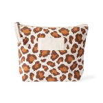 Necessaire in cotone riciclato con design animalier 200 g/m² color marrone