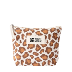 Necessaire in cotone riciclato con design animalier 200 g/m² color marrone vista area di stampa