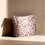 Necessaire in cotone riciclato con design animalier 200 g/m² color rosa terza vista