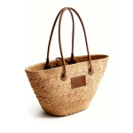 Borsa a cestino media in carta con manici lunghi da personalizzare color marrone prima vista