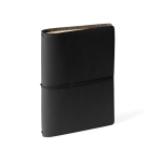 Taccuino in cartone con custodia protettiva con elastico e pagine bianche A5 color nero prima vista