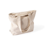 Borsa in cotone riciclato con zip e manici lunghi 280 g/m² color naturale seconda vista