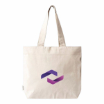 Borsa in cotone riciclato con zip e manici lunghi 280 g/m² color naturale quinta vista