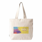 Borsa in cotone riciclato con zip e manici lunghi 280 g/m² color naturale sesta vista