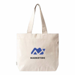 Borsa in cotone riciclato con zip e manici lunghi 280 g/m² color naturale vista dettaglio