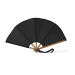 Ventaglio pieghevole in bambù e poliestere per eventi 23 cm color nero