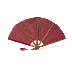 Ventaglio pieghevole in bambù e poliestere per eventi 23 cm color rosso prima vista
