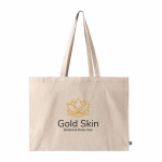 Borsa in cotone Fairtrade con soffietto e manici lunghi 220 g/m² color naturale quarta vista