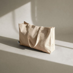 Borsa in cotone Fairtrade con soffietto e manici lunghi 220 g/m² color naturale vista dettaglio