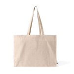 Borsa in cotone Fairtrade con soffietto e manici lunghi 220 g/m² color naturale