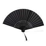 Ventaglio in bambù e poliestere da personalizzare con stecche da 21 cm color nero prima vista