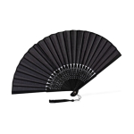Ventaglio in bambù e poliestere da personalizzare con stecche da 21 cm color nero seconda vista