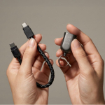 Cavo portachiavi di ricarica rapida con ingresso tipo C, USB-C color nero vista dettaglio