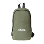 Borsa a tracolla in poliestere con uno scomparto e tasca frontale color verde vista area di stampa