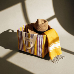 Borsa in polipropilene a righe con finitura opaca 200 g/m² color rosa quinta vista