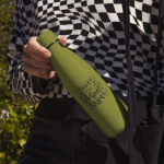 Borraccia termica in acciaio inox riciclato con finitura soft touch 500 ml color verde oliva seconda vista