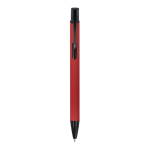Penna in alluminio riciclato con clip nero e inchiostro blu color rosso seconda vista