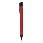 Penna in alluminio riciclato con clip nero e inchiostro blu color rosso terza vista