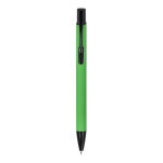 Penna in alluminio riciclato con clip nero e inchiostro blu color verde seconda vista
