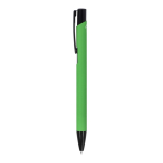 Penna in alluminio riciclato con clip nero e inchiostro blu color verde terza vista