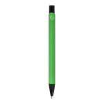 Penna in alluminio riciclato con clip nero e inchiostro blu color verde quarta vista