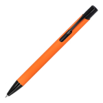 Penna in alluminio riciclato con clip nero e inchiostro blu color arancione