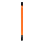 Penna in alluminio riciclato con clip nero e inchiostro blu color arancione quarta vista