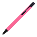 Penna in alluminio riciclato con clip nero e inchiostro blu color rosa