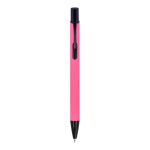 Penna in alluminio riciclato con clip nero e inchiostro blu color rosa seconda vista