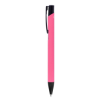 Penna in alluminio riciclato con clip nero e inchiostro blu color rosa terza vista