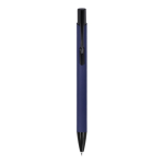 Penna in alluminio riciclato con clip nero e inchiostro blu color blu scuro seconda vista