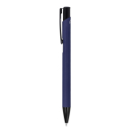 Penna in alluminio riciclato con clip nero e inchiostro blu color blu scuro terza vista