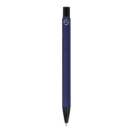 Penna in alluminio riciclato con clip nero e inchiostro blu color blu scuro quarta vista