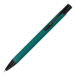 Penna in alluminio riciclato con clip nero e inchiostro blu color verde scuro