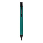 Penna in alluminio riciclato con clip nero e inchiostro blu color verde scuro seconda vista