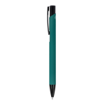 Penna in alluminio riciclato con clip nero e inchiostro blu color verde scuro terza vista