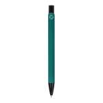 Penna in alluminio riciclato con clip nero e inchiostro blu color verde scuro quarta vista